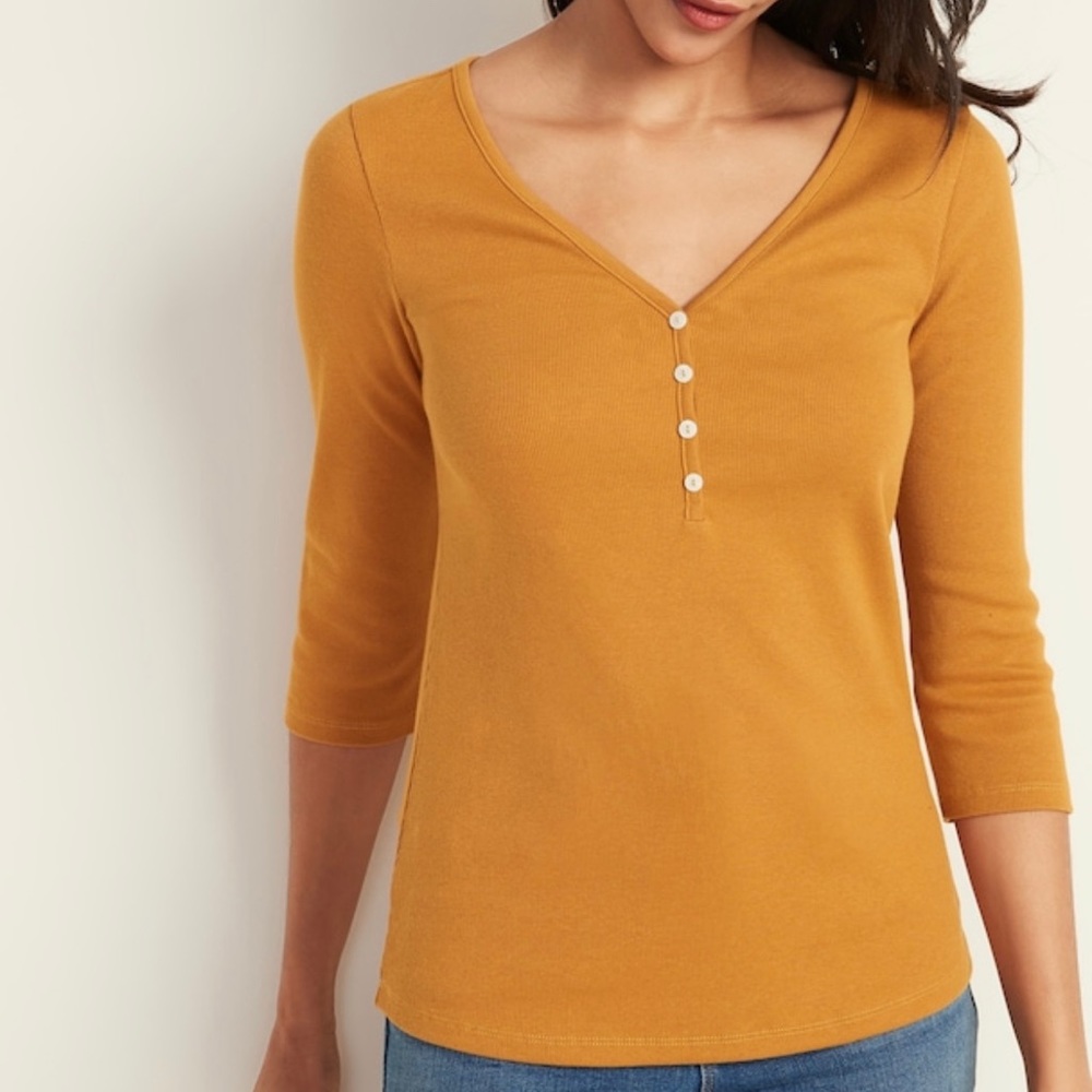 Old Navy Slim-Fit Rib-Knit Henley for Women